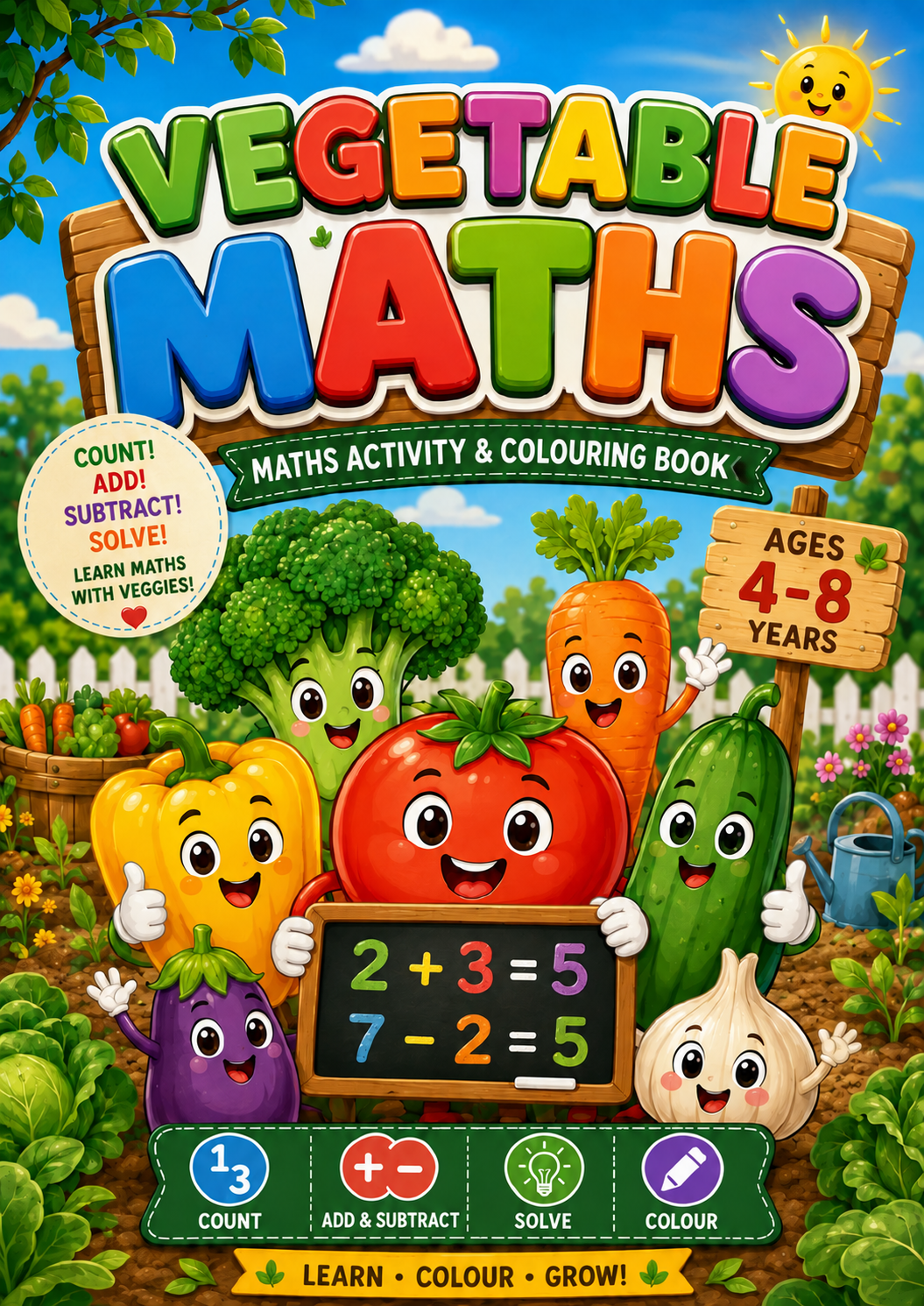 Vegetable Maths Activity & Colouring Book Ages 4–8 | Printable Maths PDF