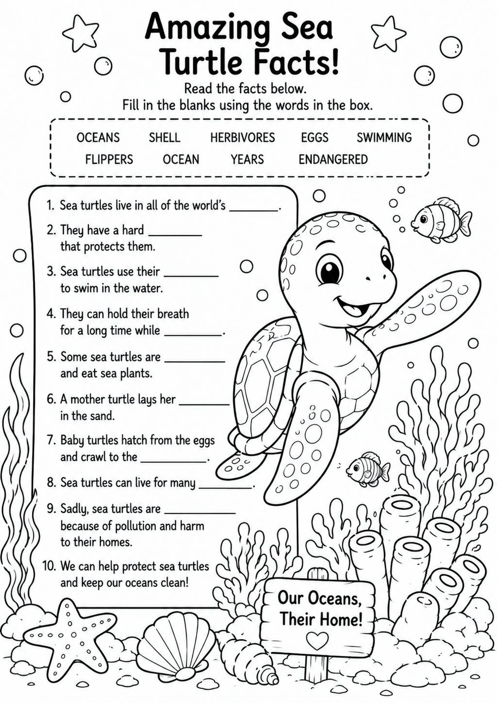 Turtle Colouring & Activity Book for Kids Ages 4–8 | Printable PDF Digital Download