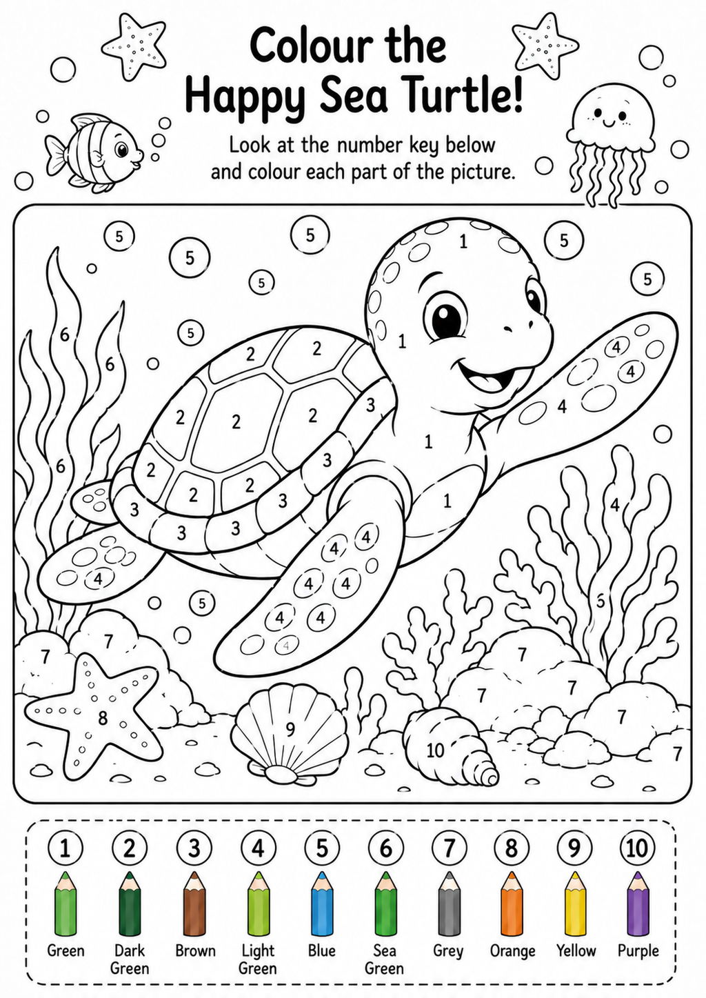 Turtle Colouring & Activity Book for Kids Ages 4–8 | Printable PDF Digital Download