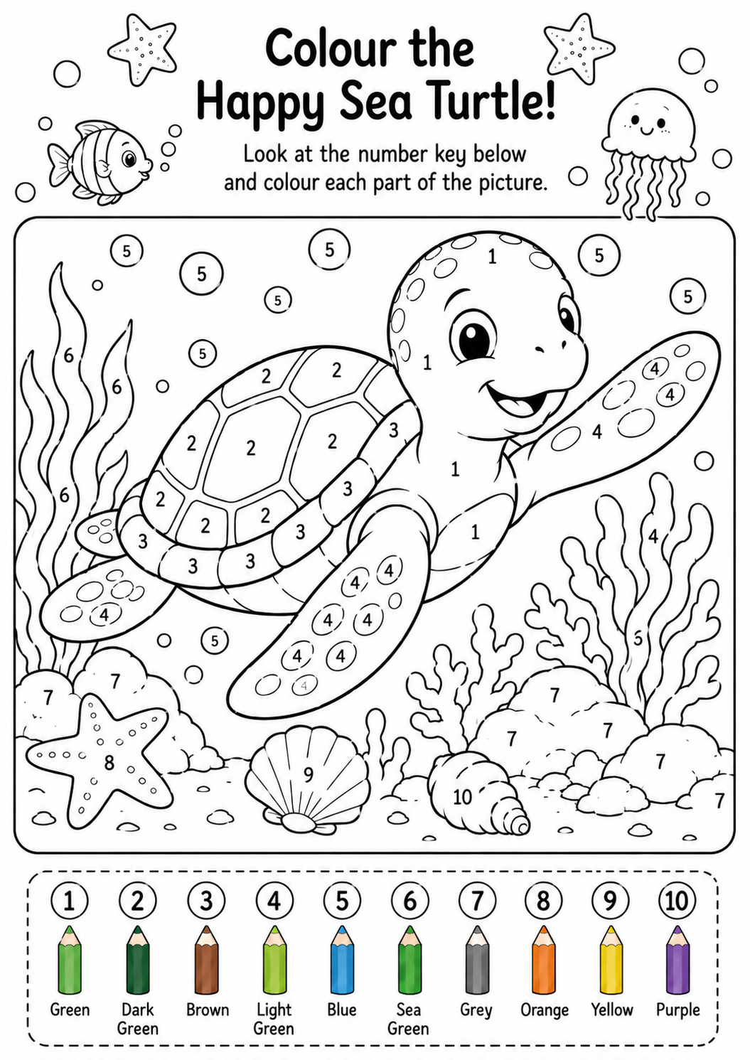 Turtle Colouring & Activity Book for Kids Ages 4–8 | Printable PDF Digital Download