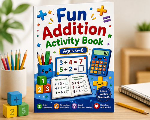 Fun Addition Activity Book for Kids Ages 6–8 | Printable Maths Workbook