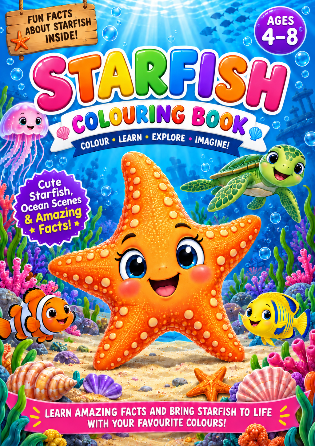 Starfish Colouring Book for Kids Ages 4–8 | Educational Ocean Activity PDF