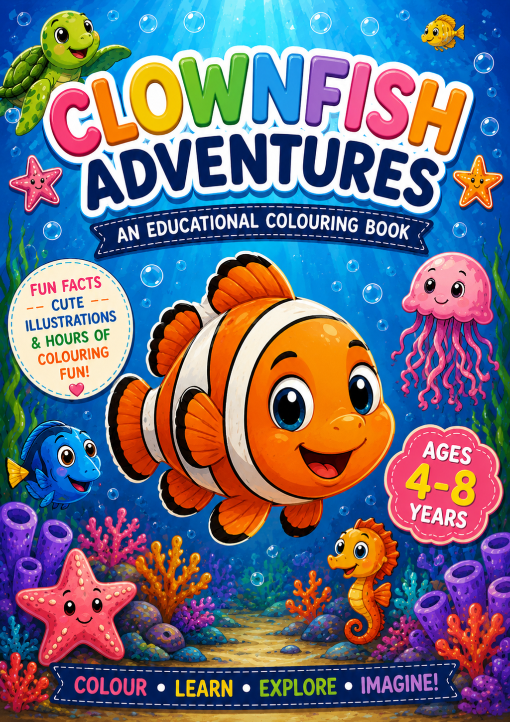 Clownfish Adventures | Educational Colouring & Activity Book Ages 4–8 | Printable PDF