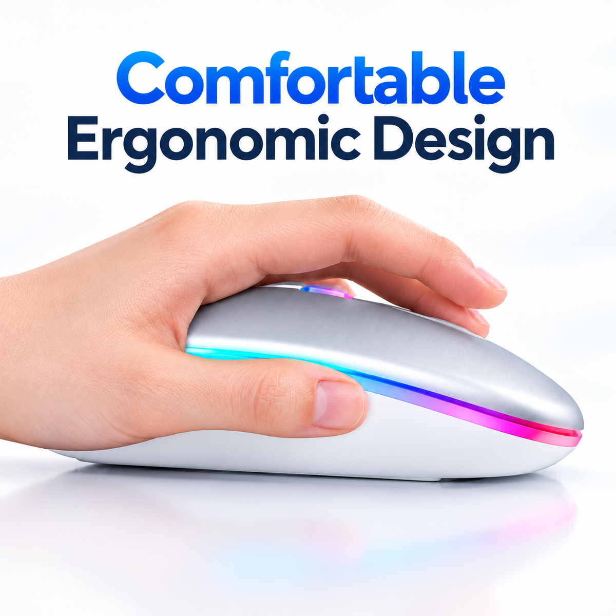 Rechargeable Wireless Bluetooth Mouse with LED Light