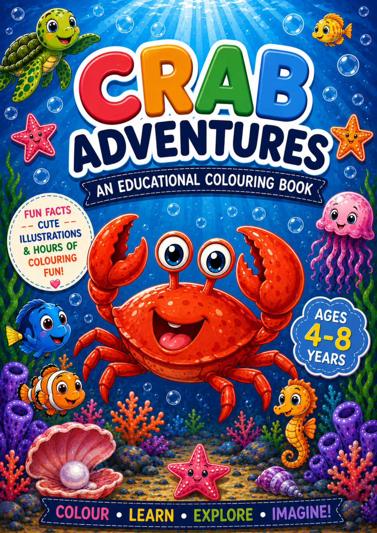 Crab Adventures | Educational Colouring Book Ages 4–8 | Printable PDF