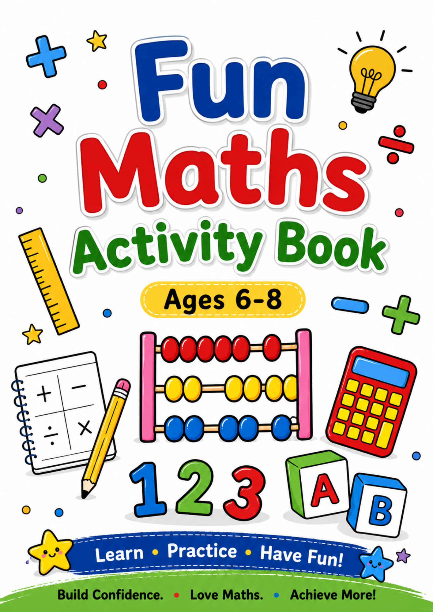 Fun Maths Activity Book - Printable WorkBook for Ages 6-8