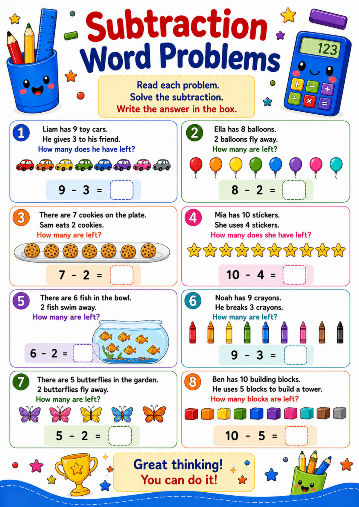 Fun Subtraction Activity Book Ages 6–8 | Printable Maths Workbook PDF