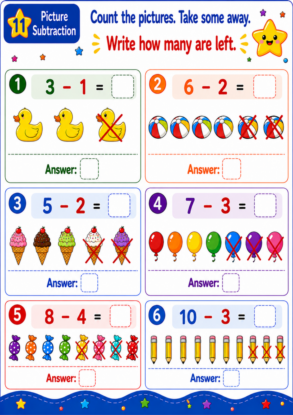 Fun Subtraction Activity Book Ages 6–8 | Printable Maths Workbook PDF