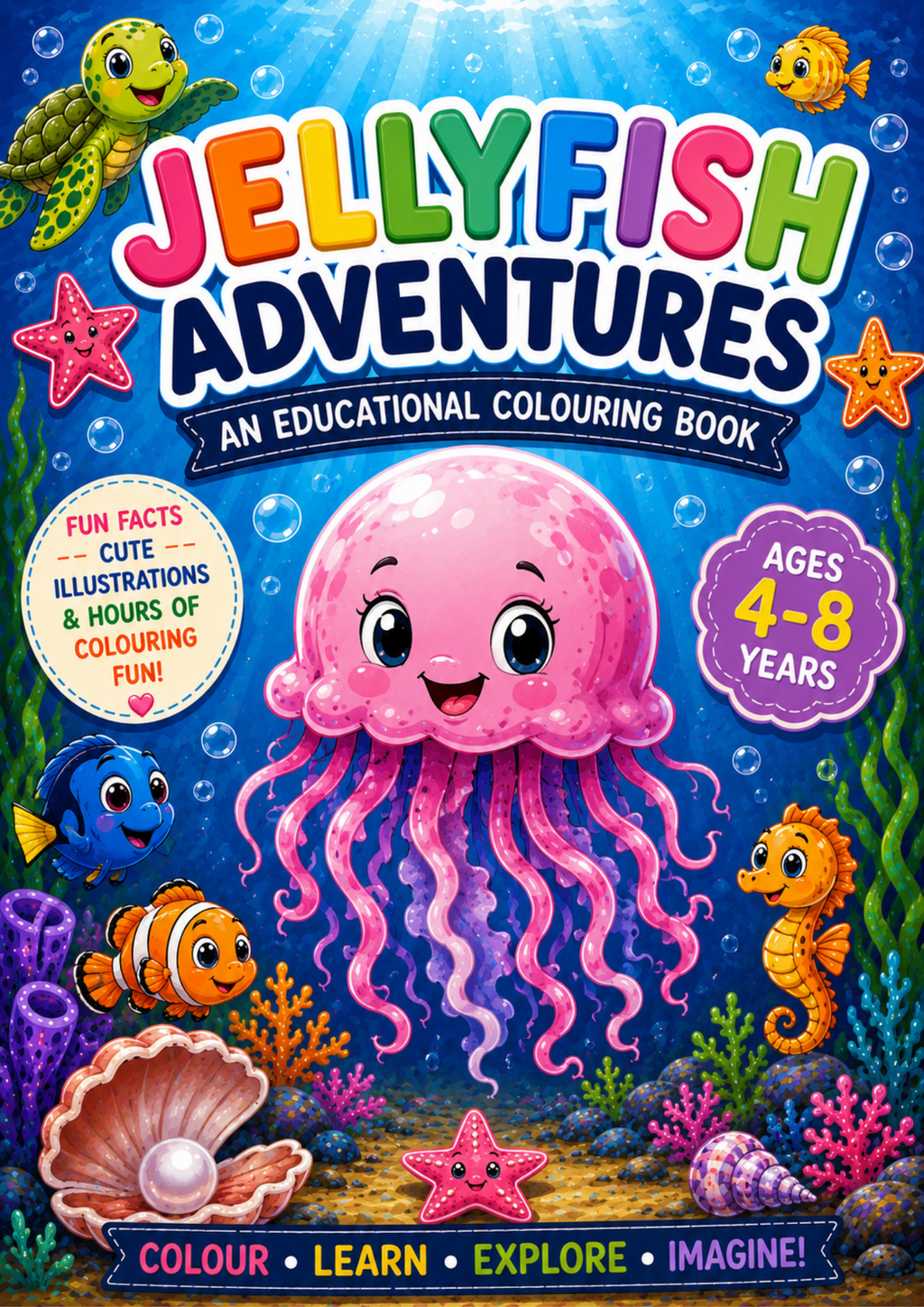 Jellyfish Adventures | Educational Colouring Book Ages 4–8 | Printable PDF