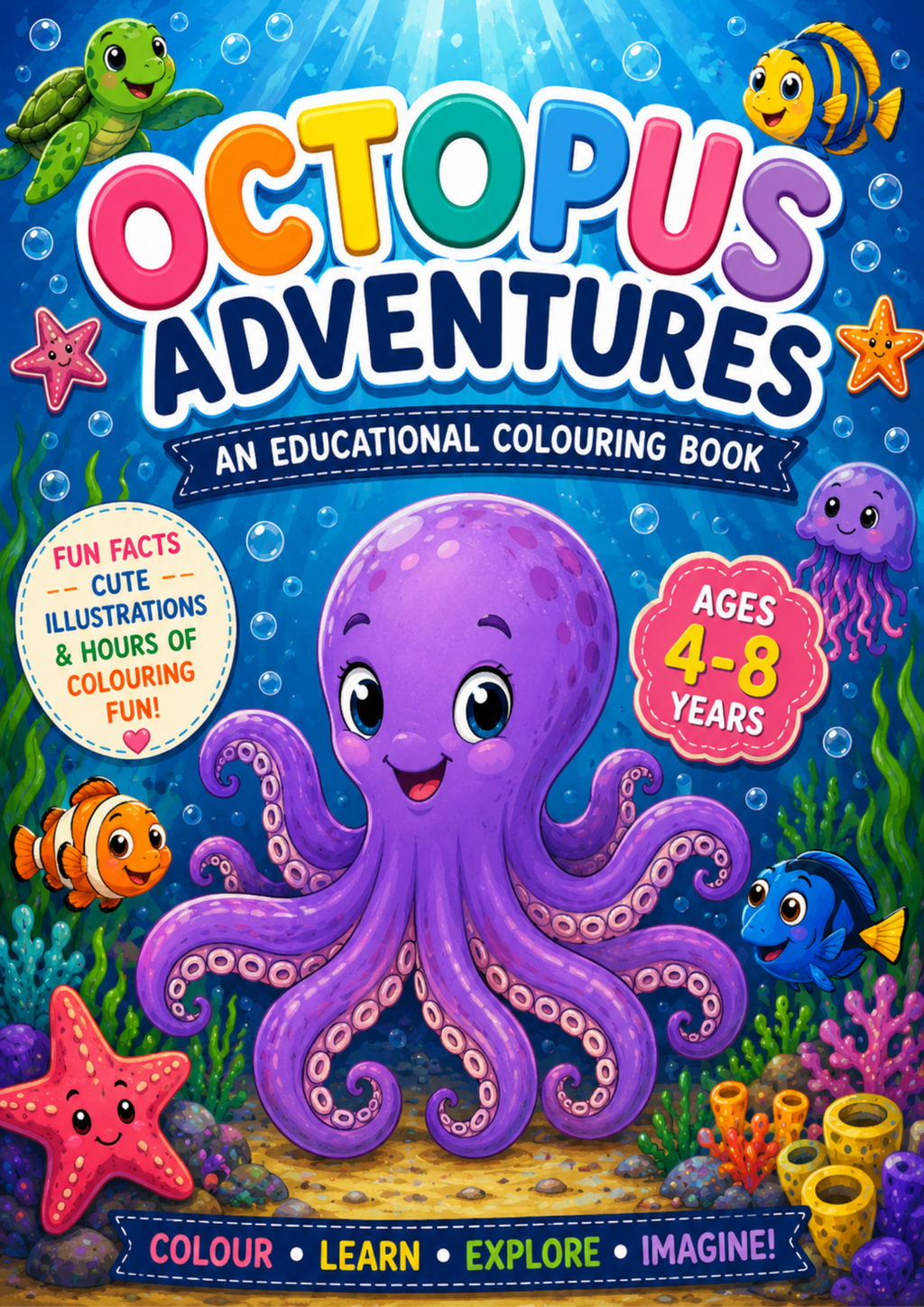 Octopus Adventures – Educational Colouring & Activity Book for Kids Ages 4–8 | 13-Page Digital PDF