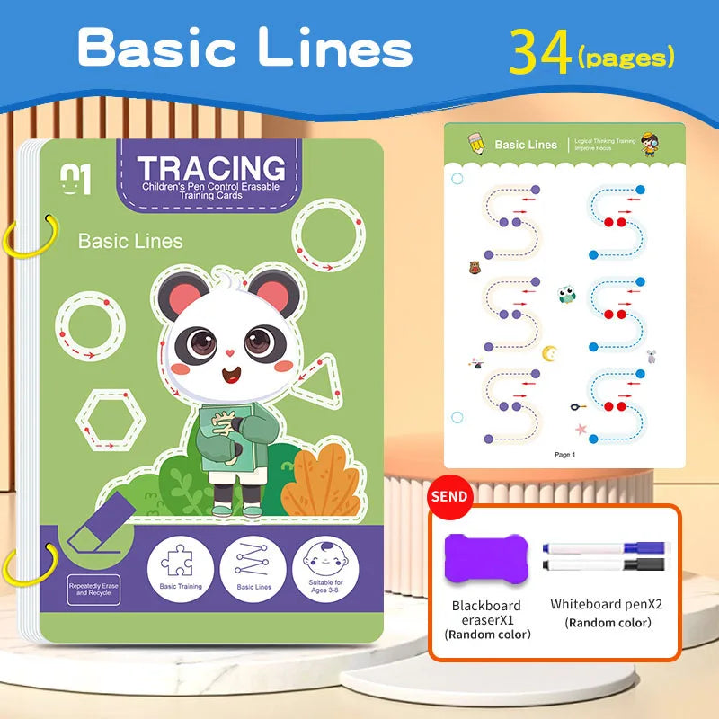 Reusable Magic Tracing Workbook for Kids