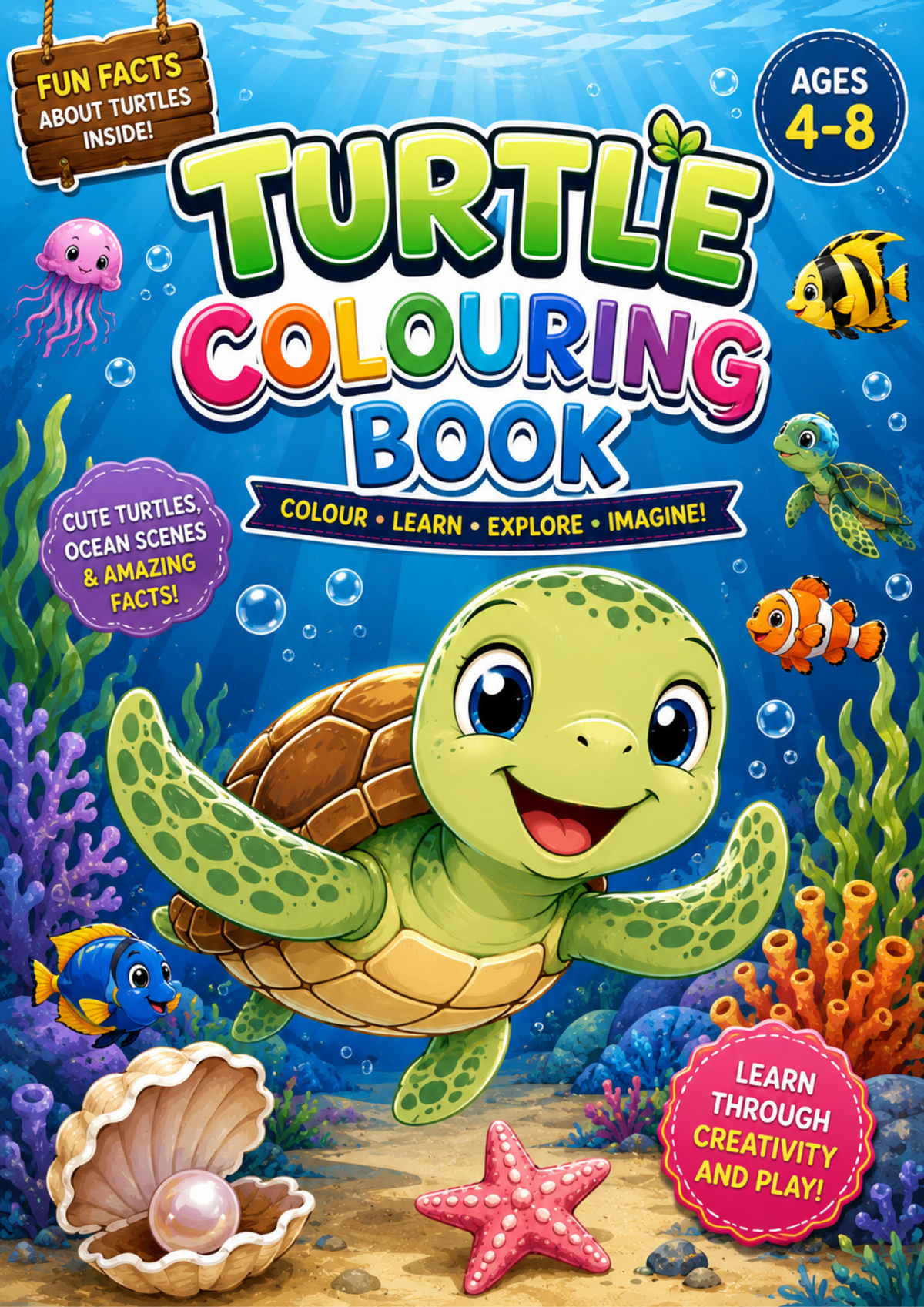 Turtle Colouring & Activity Book for Kids Ages 4–8 | Printable PDF Digital Download