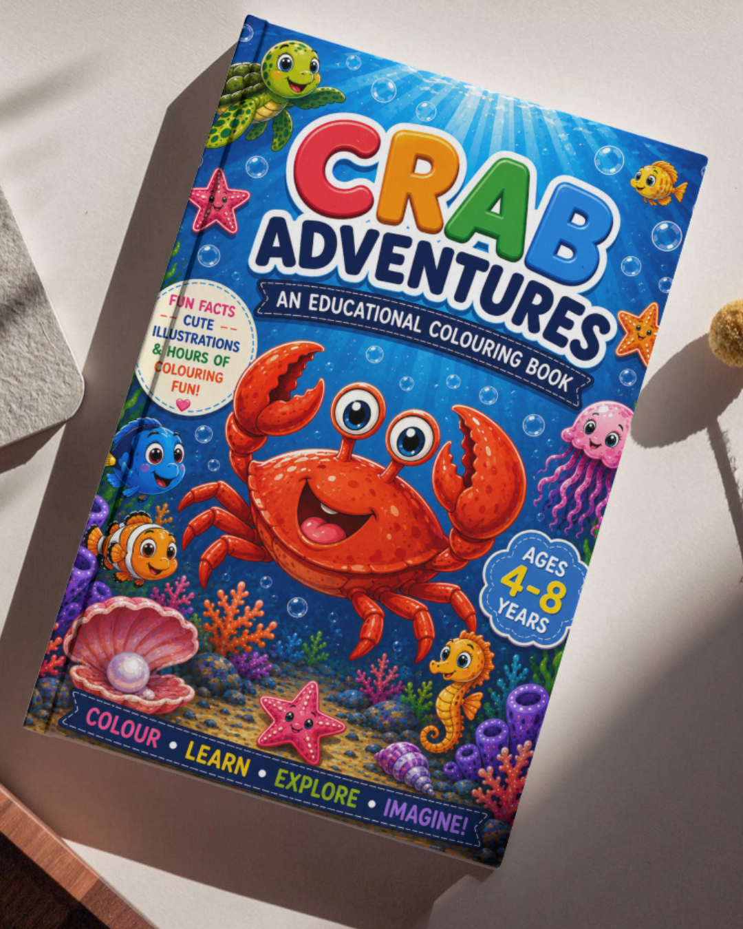 Crab Adventures | Educational Colouring Book Ages 4–8 | Printable PDF