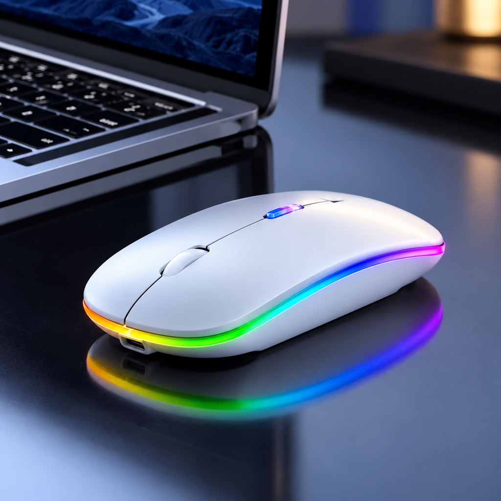 Rechargeable Wireless Bluetooth Mouse with LED Light