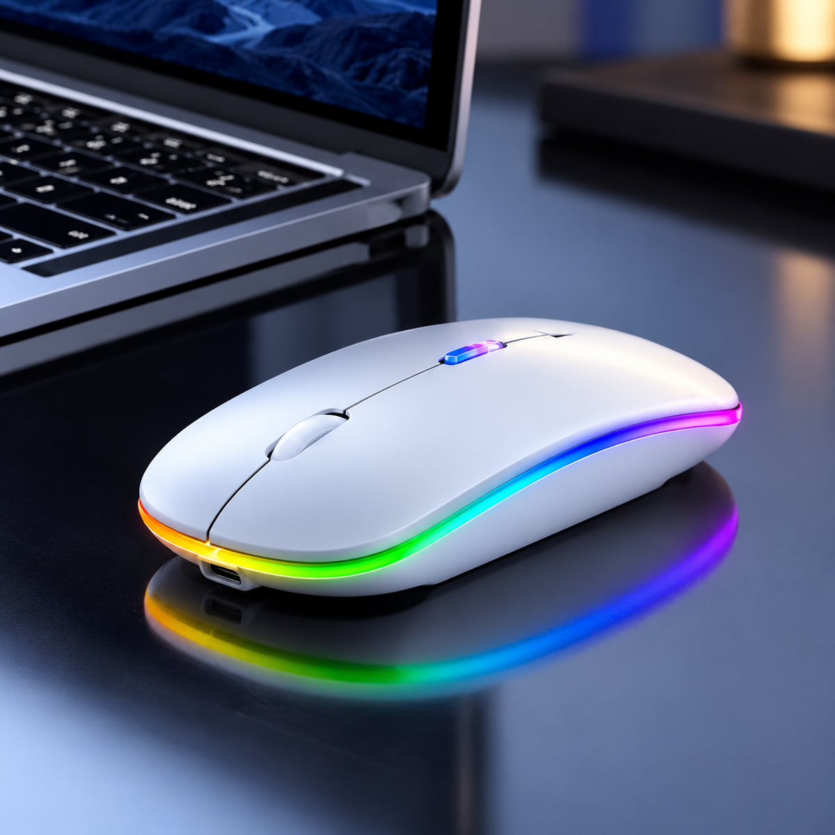 Rechargeable Wireless Bluetooth Mouse with LED Light