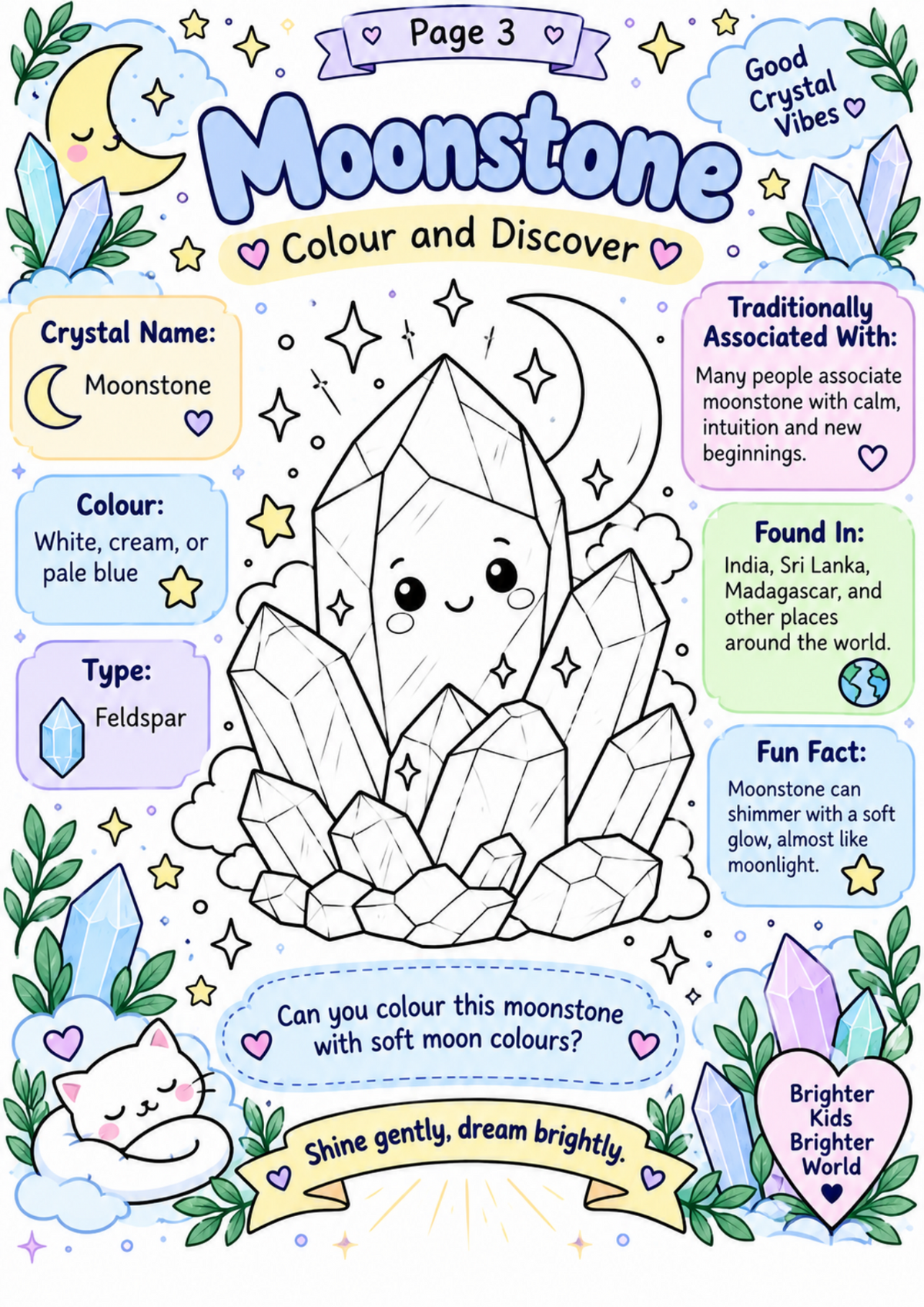 Crystal Colouring Book for Kids – Educational Printable PDF | Learn About Crystals & Gems