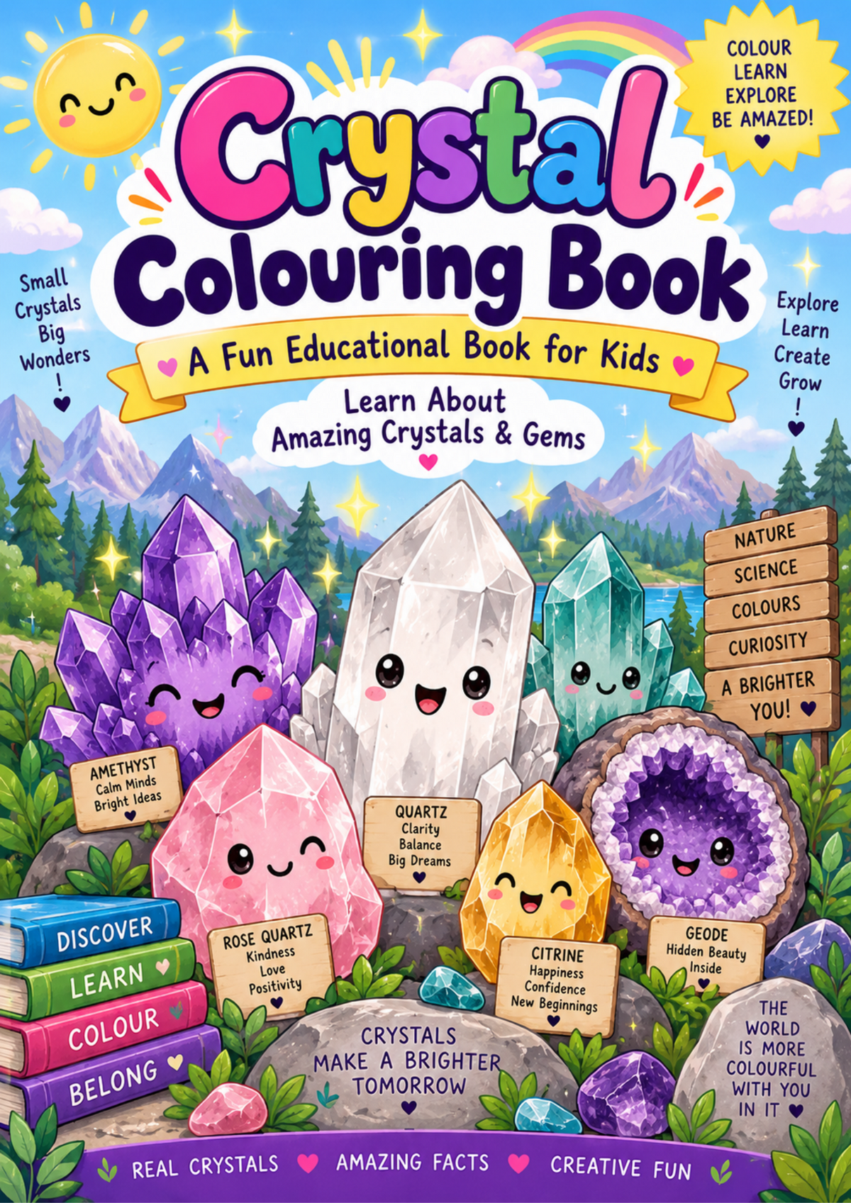 Crystal Colouring Book for Kids – Educational Printable PDF | Learn About Crystals & Gems