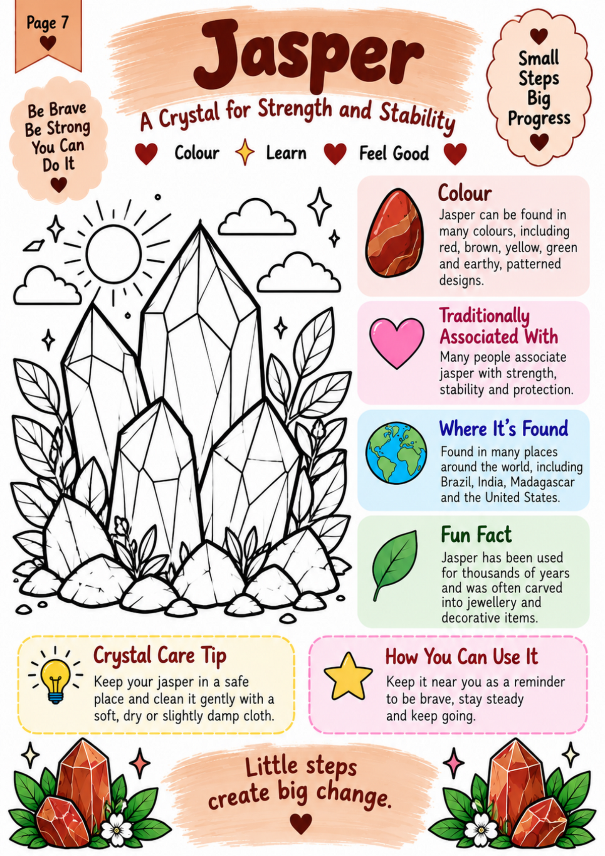 Crystal Colouring Book for Kids – Educational Printable PDF | Learn About Crystals & Gems