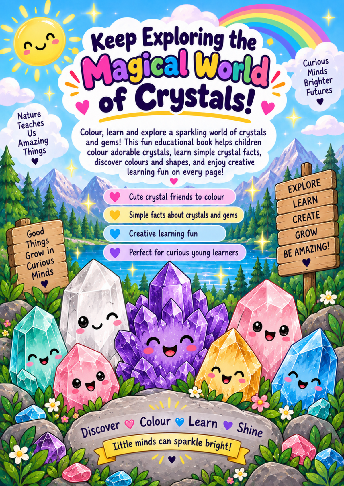 Crystal Colouring Book for Kids – Educational Printable PDF | Learn About Crystals & Gems