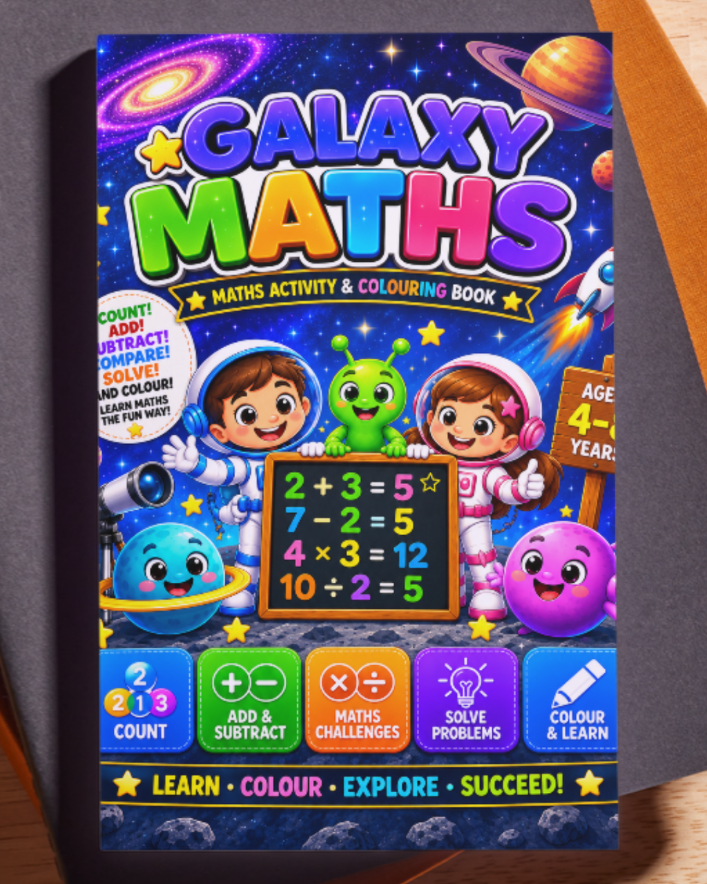 Galaxy Maths Activity & Colouring Book Ages 4–8 | Printable Maths PDF