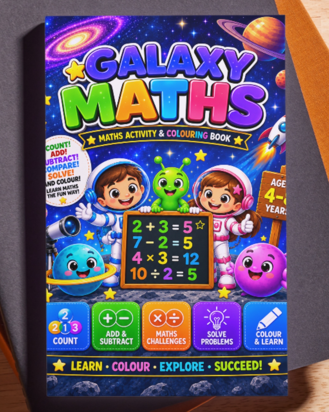 Galaxy Maths Activity & Colouring Book Ages 4–8 | Printable Maths PDF