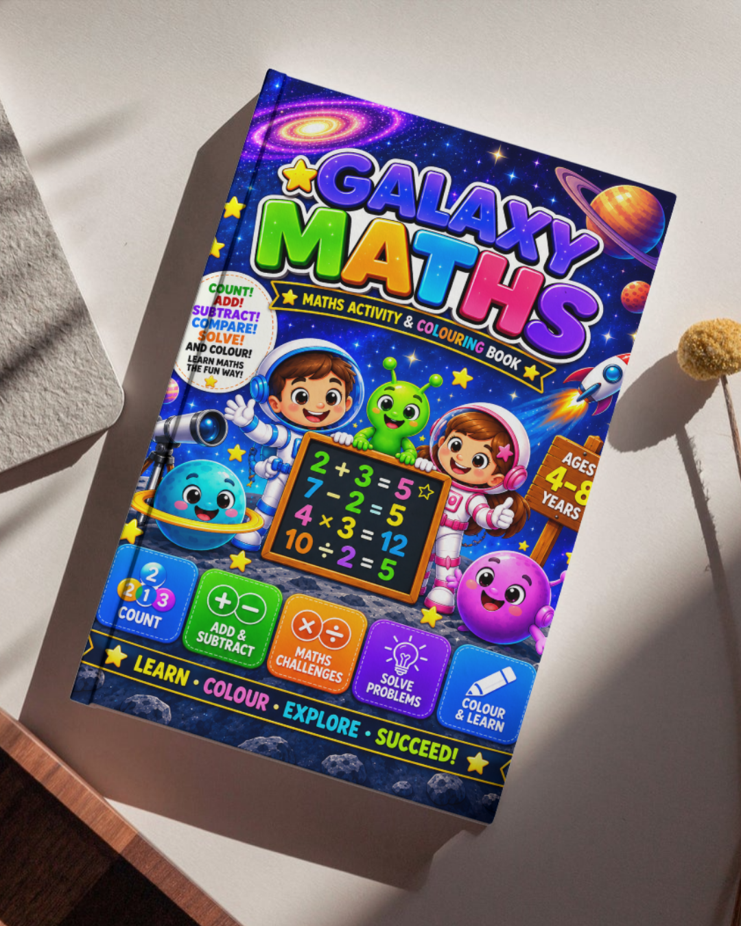 Galaxy Maths Activity & Colouring Book Ages 4–8 | Printable Maths PDF