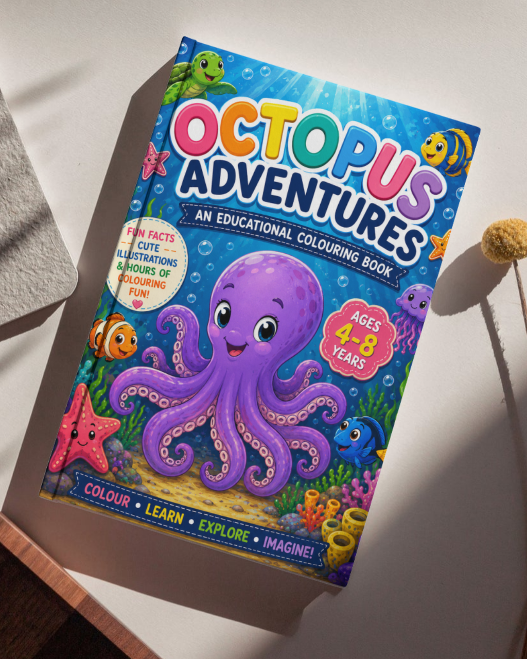 Octopus Adventures – Educational Colouring & Activity Book for Kids Ages 4–8 | 13-Page Digital PDF