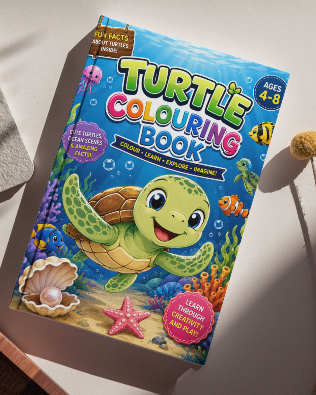 Turtle Colouring & Activity Book for Kids Ages 4–8 | Printable PDF Digital Download