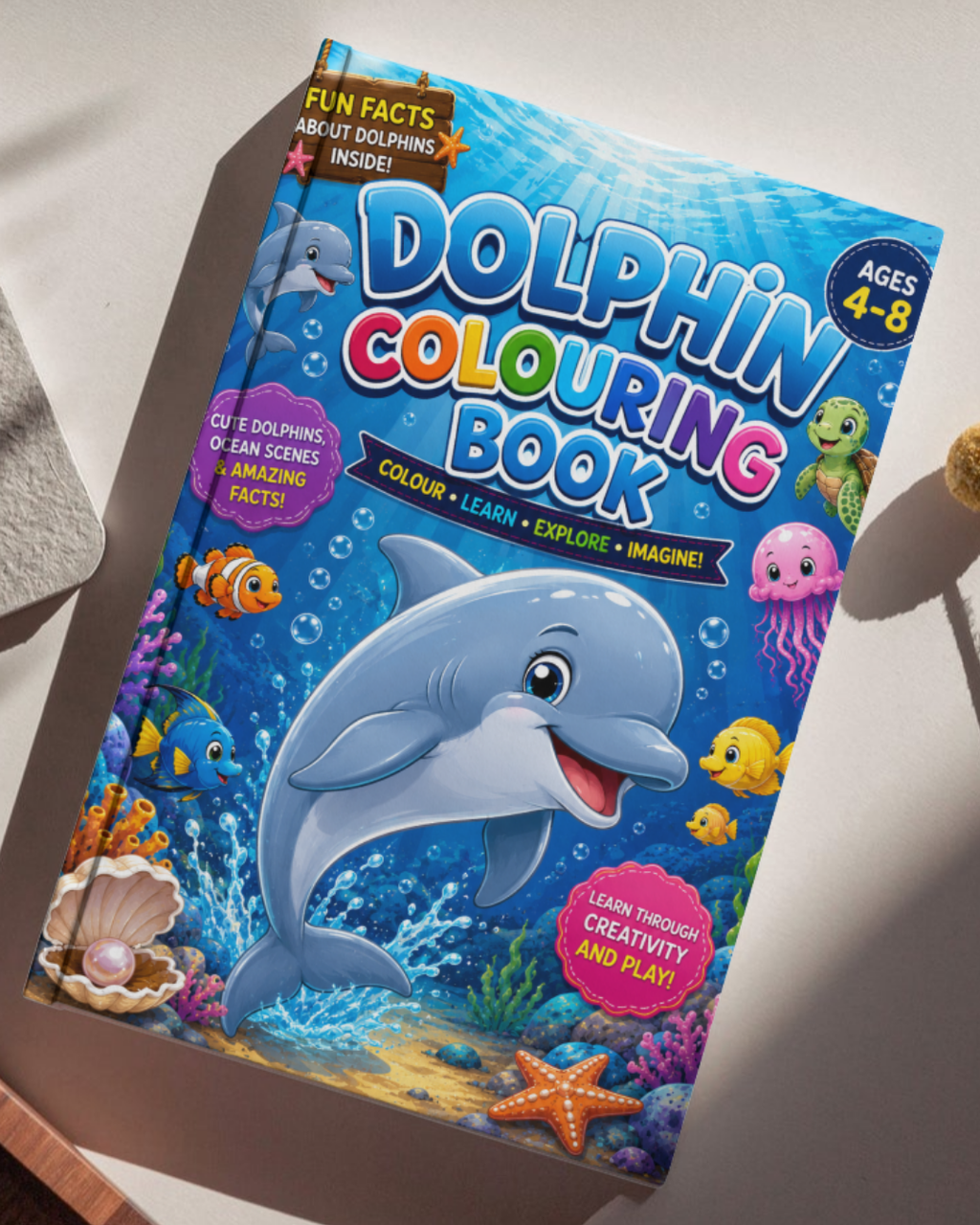 Dolphin Colouring & Activity Book for Kids Ages 4–8 | Printable 13-Page PDF