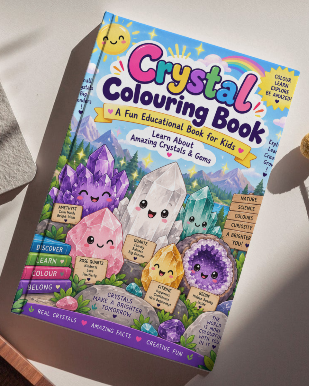 Crystal Colouring Book for Kids – Educational Printable PDF | Learn About Crystals & Gems